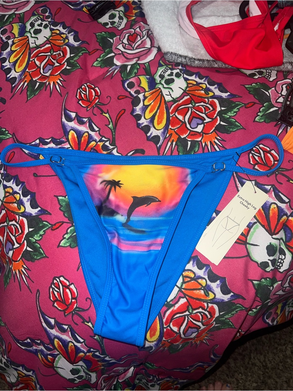 Women’s Blue Dolphin Print Bikini Bottom